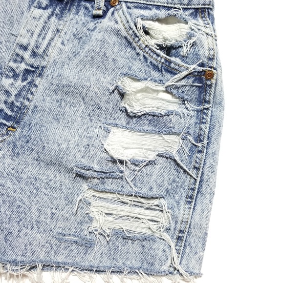 Vtg Lee Acid Wash Distressed High Waist Jean Short - Picture 5 of 8